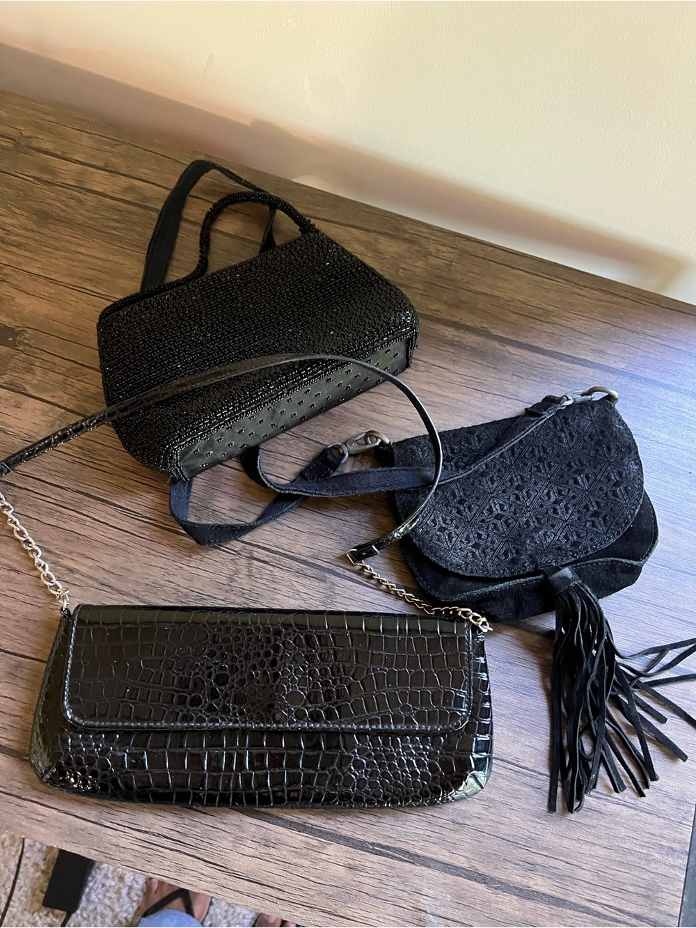 Black Women's shoulder bag, hand bag & Crossbody Trio - Versatile